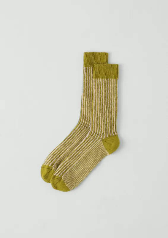 Vertical Stripe Cotton Socks | Pistachio/Almond sold by TOAST