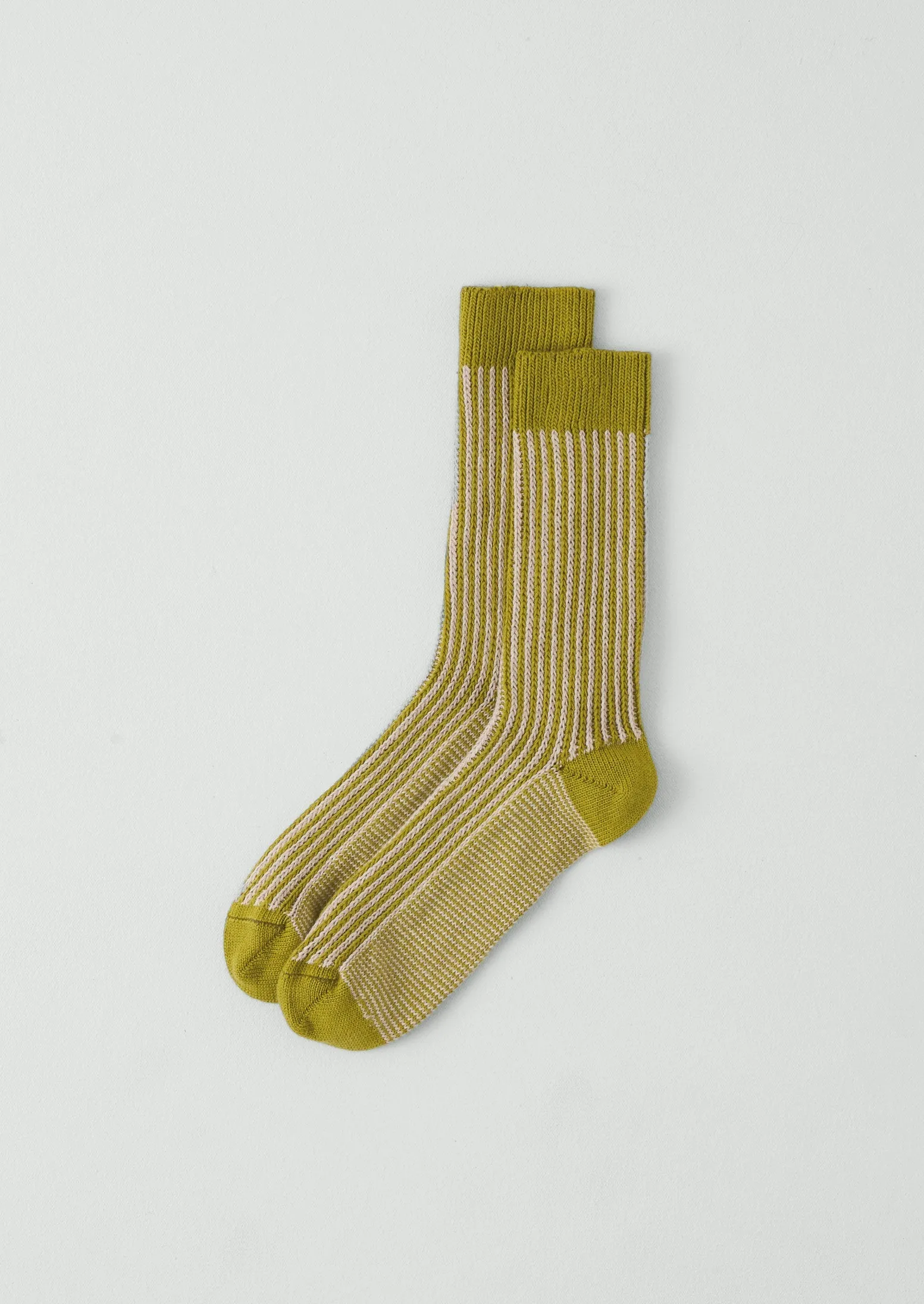 Vertical Stripe Cotton Socks | Pistachio/Almond sold by TOAST