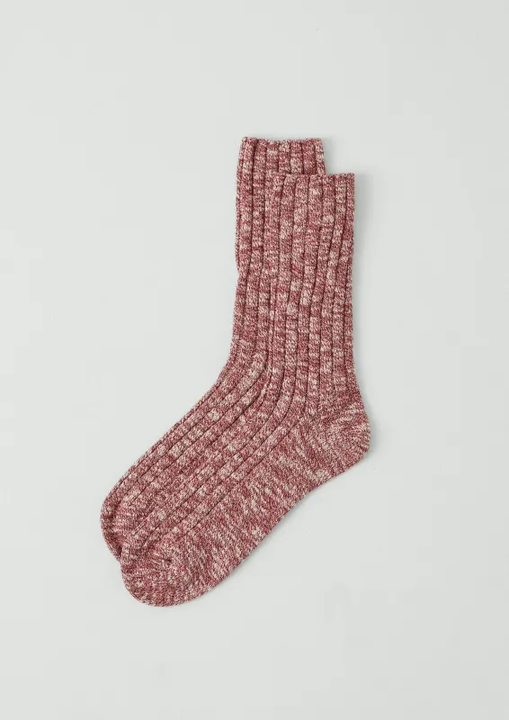 Cotton Slub Rib Socks | Dark Red Marl sold by TOAST