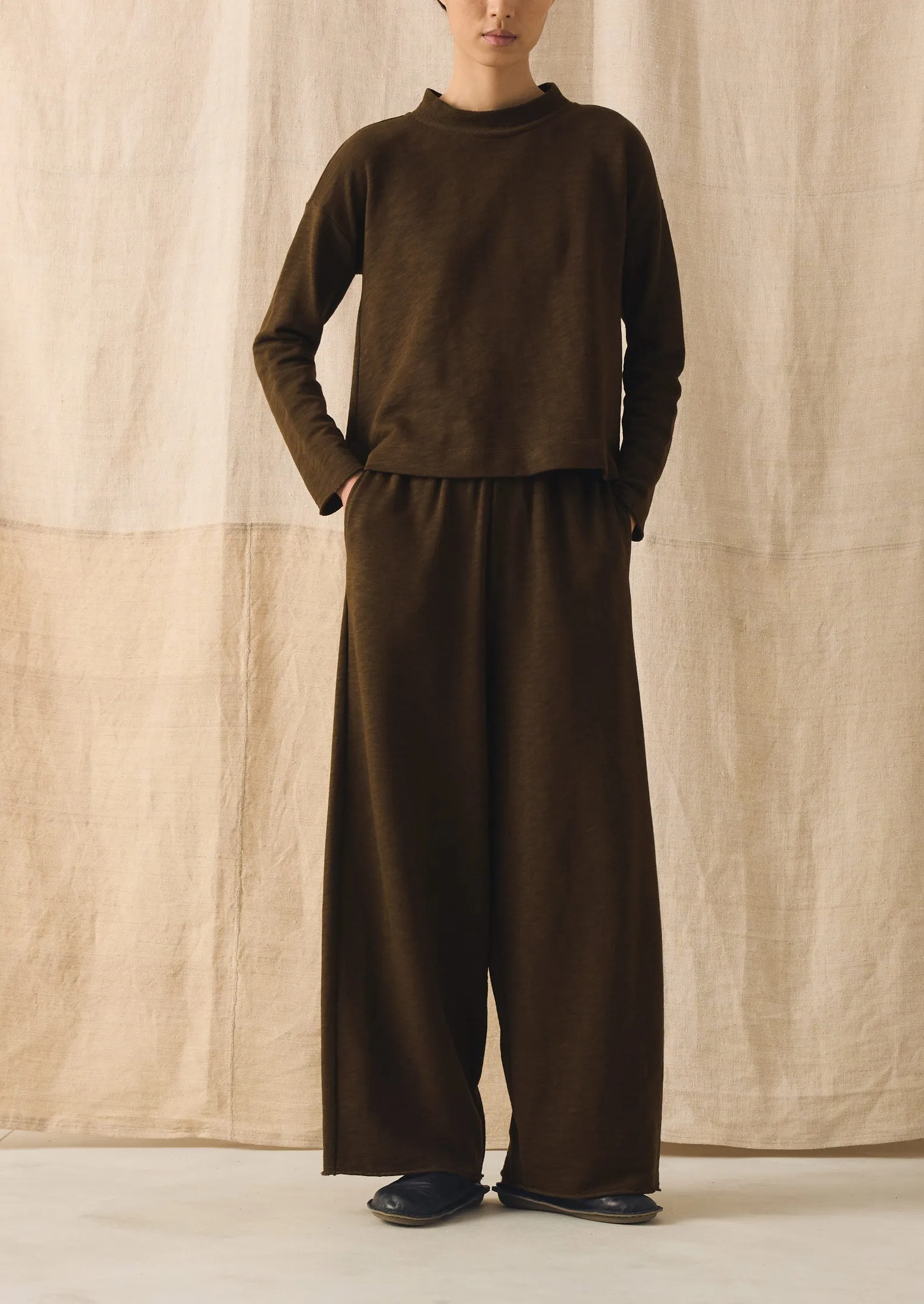 Full Length Loopback Jersey Trousers | Dark Olive sold by TOAST product image thumbnail 4