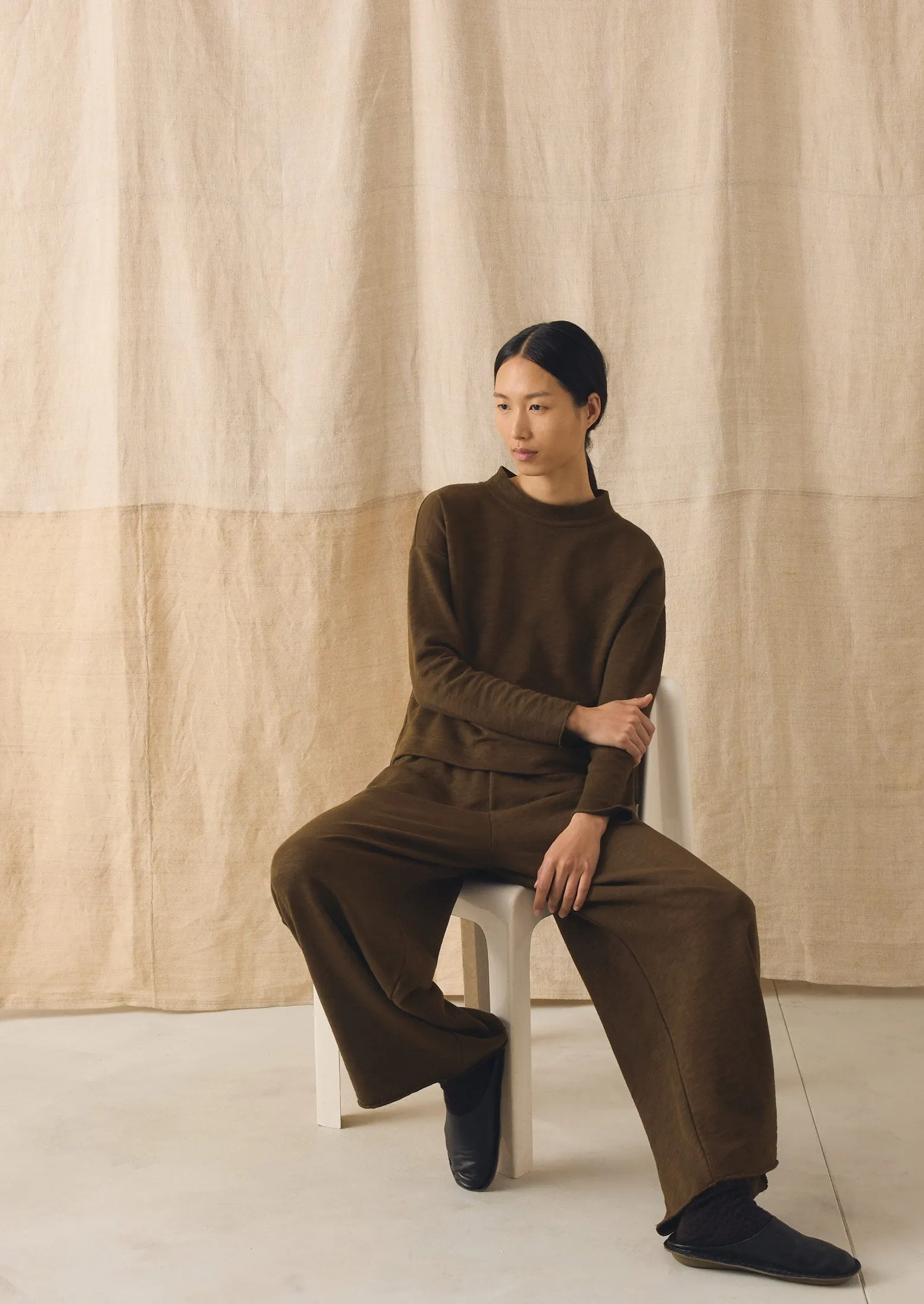 Full Length Loopback Jersey Trousers | Dark Olive sold by TOAST product image thumbnail 2