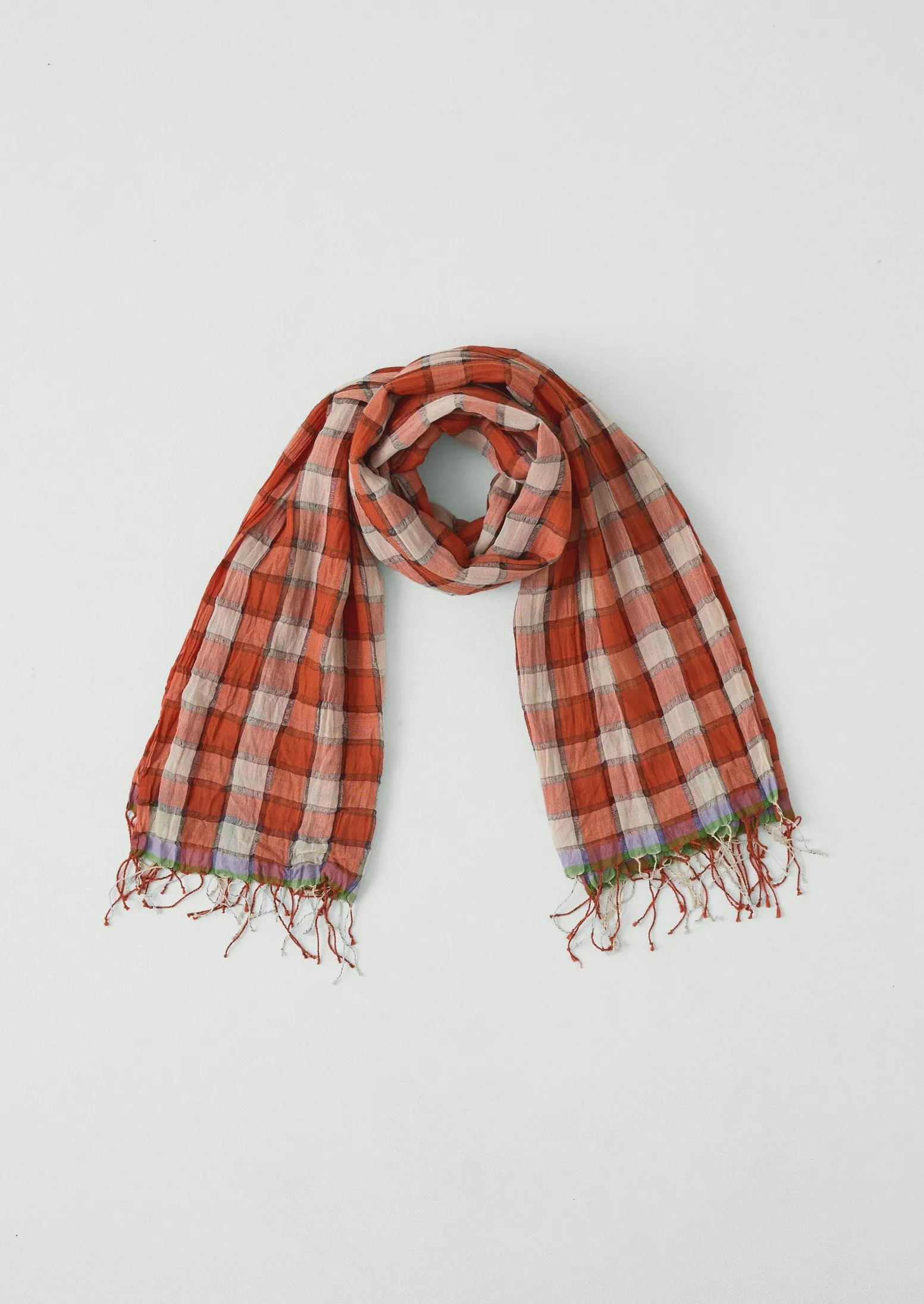 Gingham Gauzy Cotton Scarf | Orange Poppy sold by TOAST