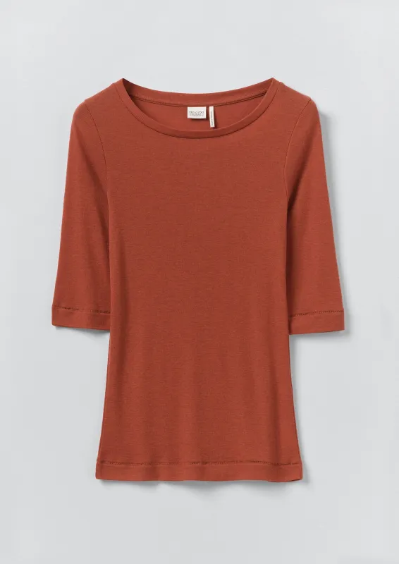 Wool Lyocell Scoop Neck Tee | Russet Brown sold by TOAST