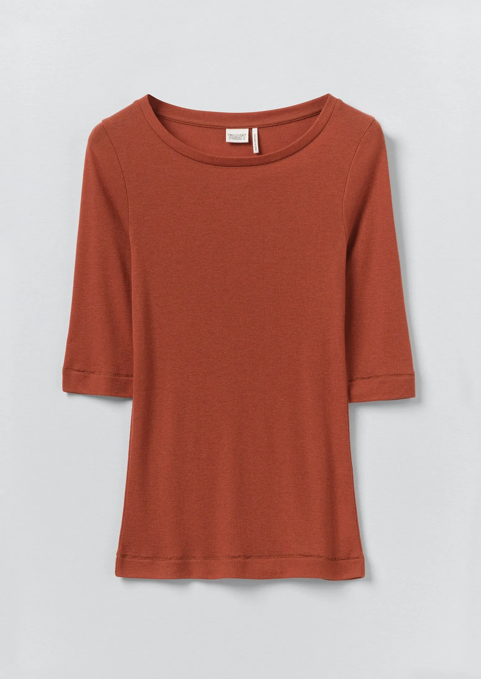 Wool Lyocell Scoop Neck Tee | Russet Brown sold by TOAST