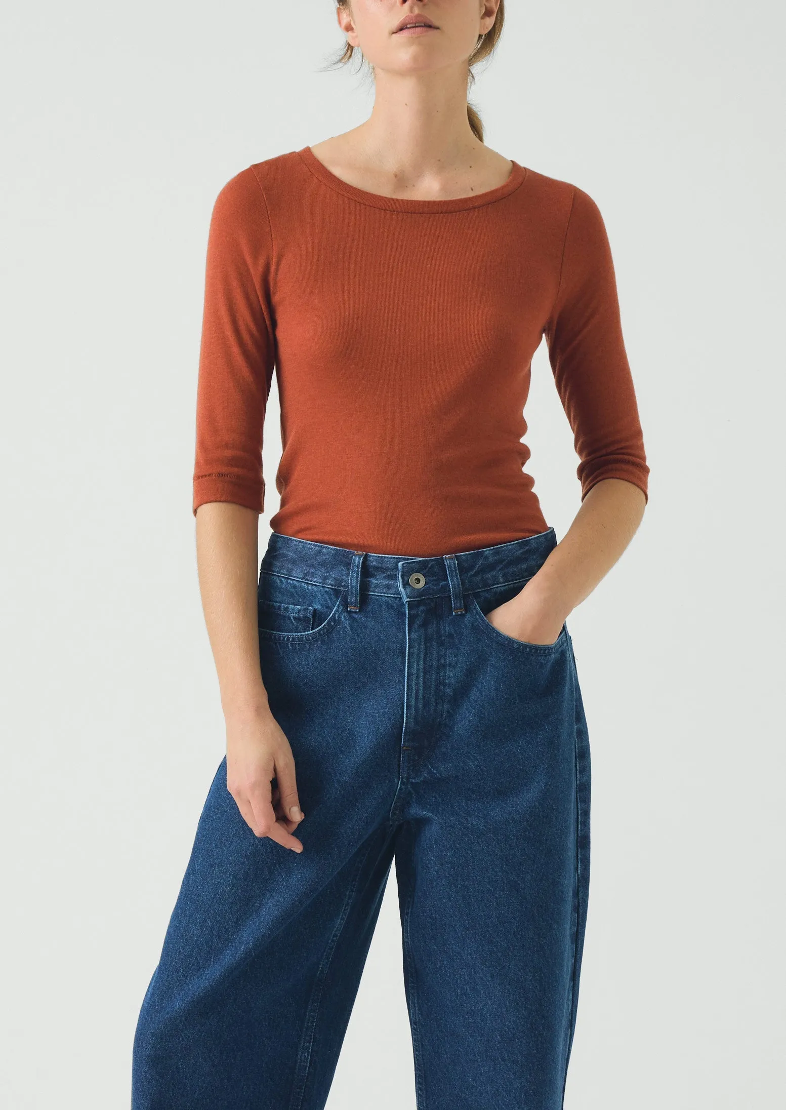 Wool Lyocell Scoop Neck Tee | Russet Brown sold by TOAST product image thumbnail 2