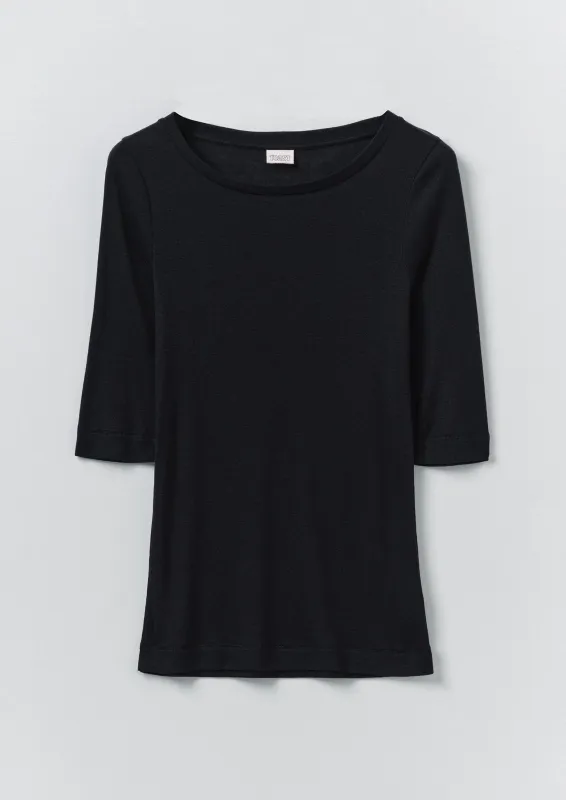Wool Lyocell Scoop Neck Tee | Ink sold by TOAST