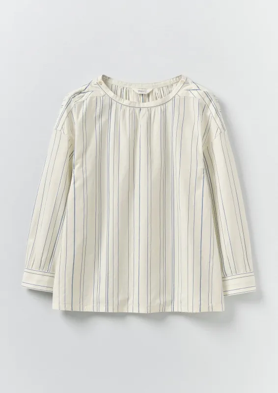 Irregular Stripe Gathered Smock Top | Cobalt sold by TOAST