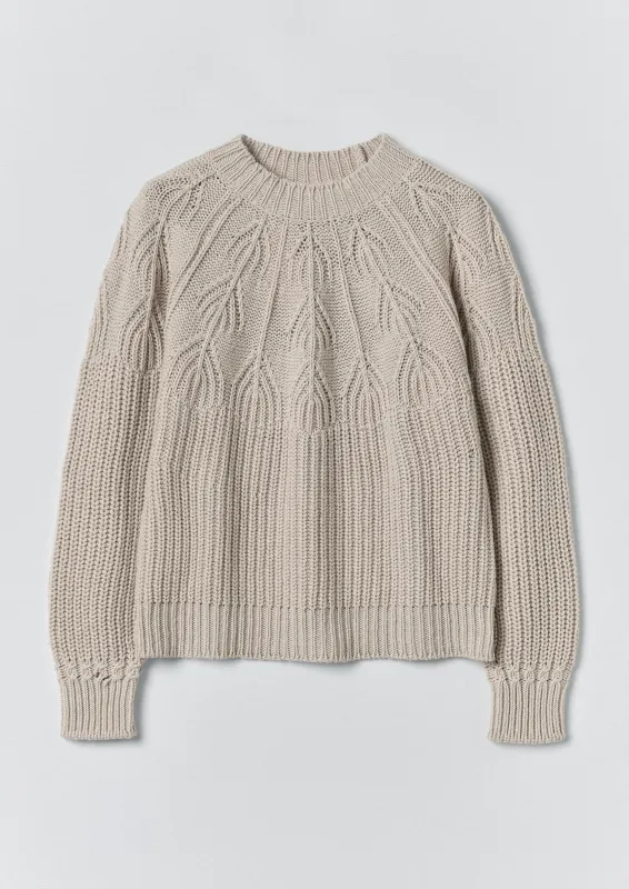 Fan Stitch Wool Cotton Sweater | Ivory sold by TOAST