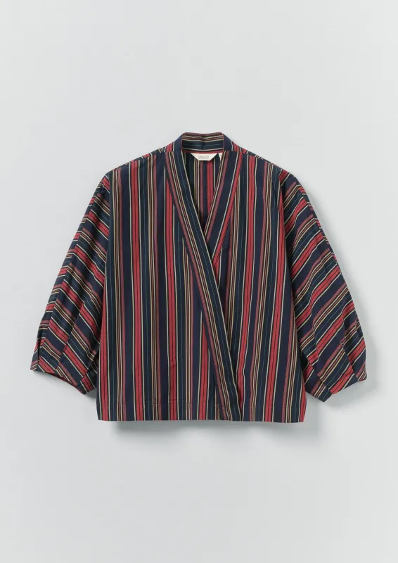 Pantry Stripe Cotton Wrap Shirt | Provencal Blue sold by TOAST