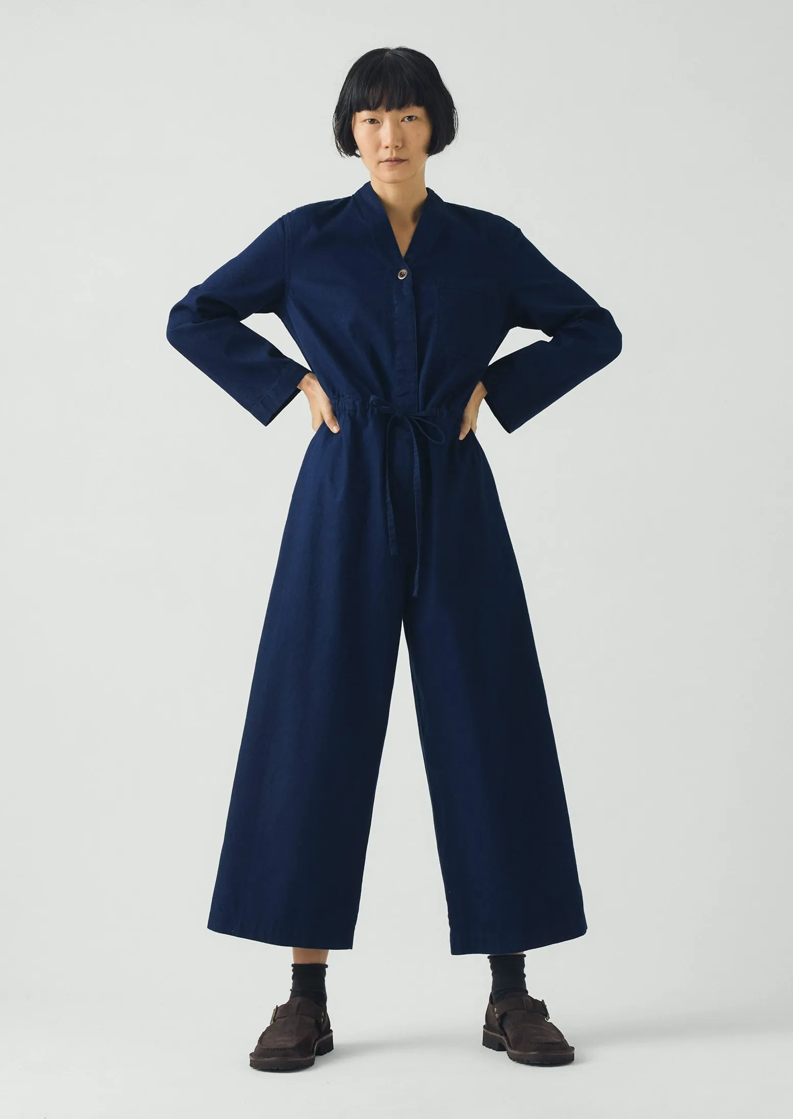 Indigo Cotton Twill Jumpsuit | Indigo sold by TOAST product image thumbnail 2