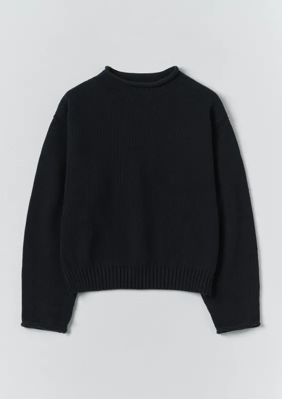 Cotton High Neck Sweater | Dark Navy sold by TOAST