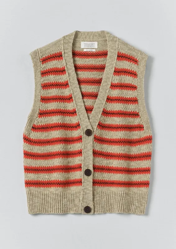 Jacquard Stripe Linen Cotton Tank | Red Multi sold by TOAST