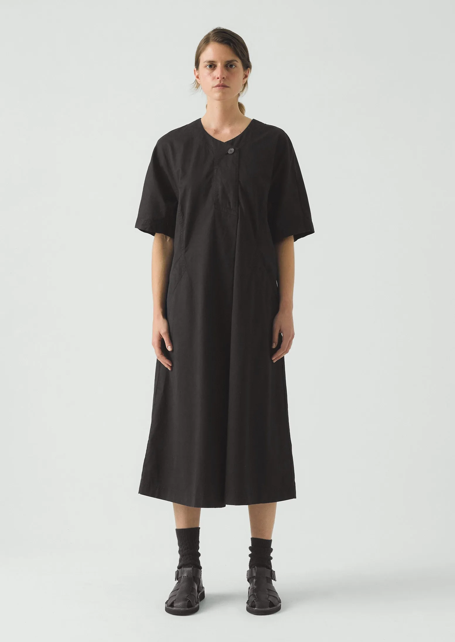 Tie Waist Cotton Twill Dress | Slate sold by TOAST product image thumbnail 5
