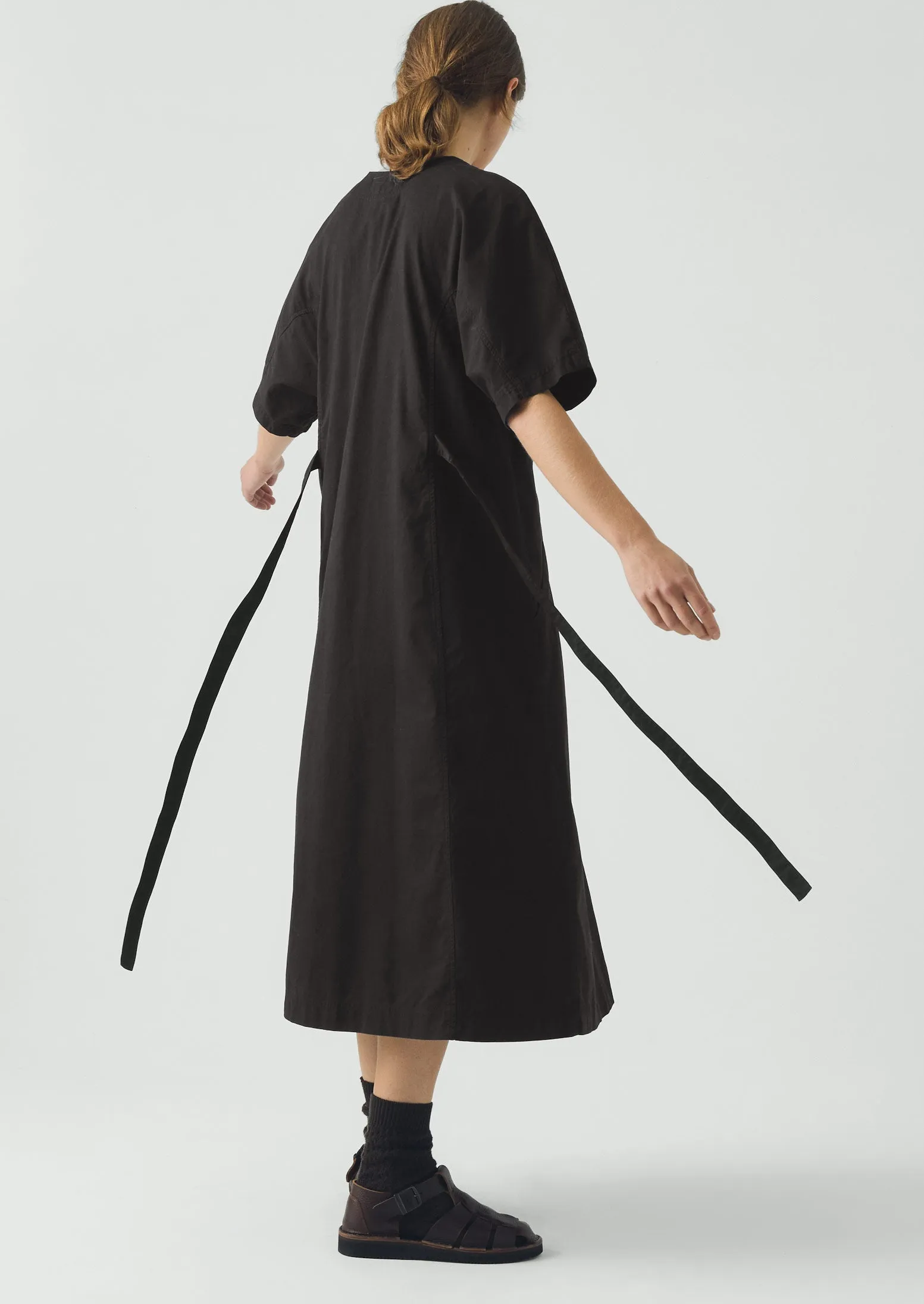 Tie Waist Cotton Twill Dress | Slate sold by TOAST product image thumbnail 3