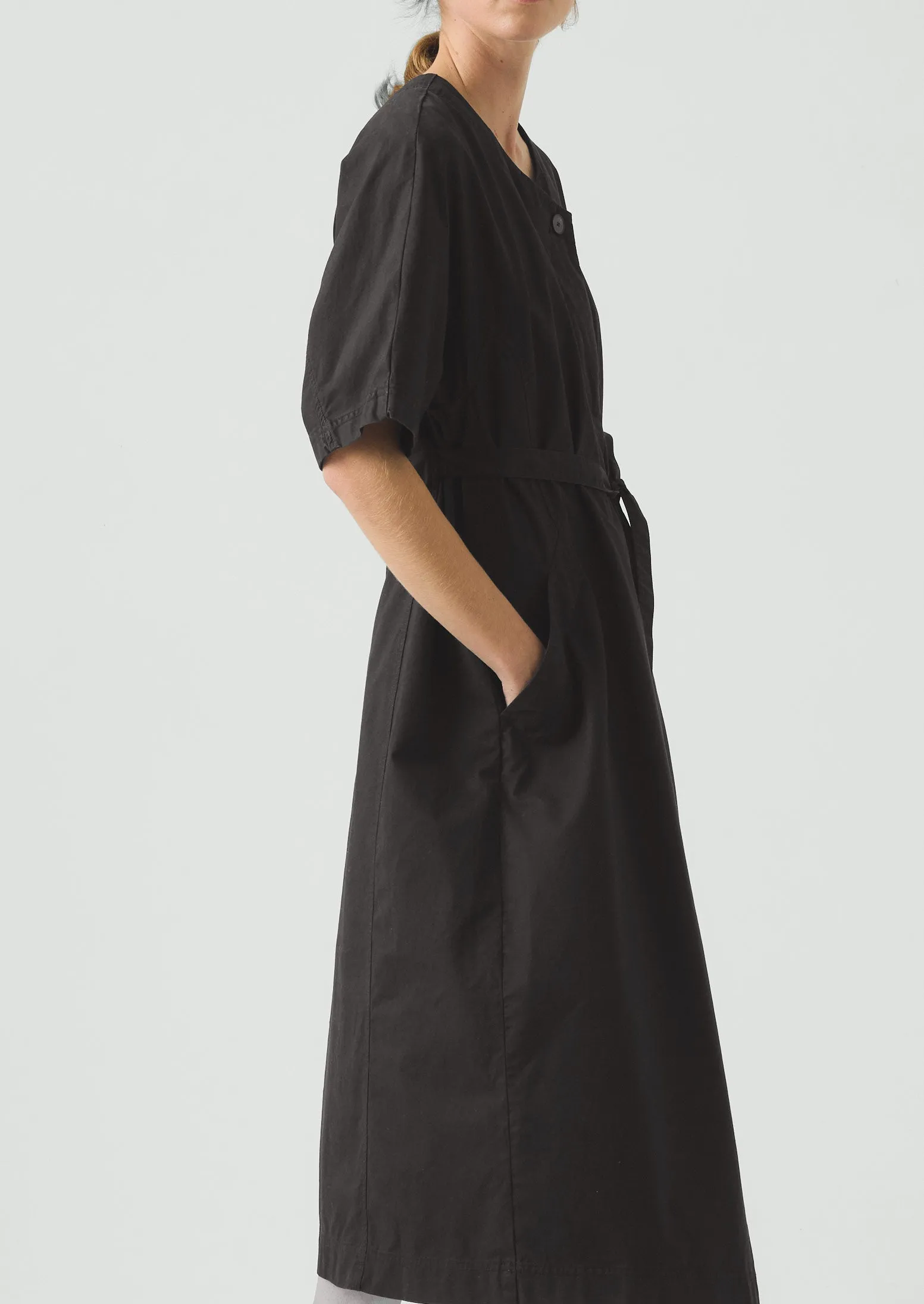 Tie Waist Cotton Twill Dress | Slate sold by TOAST product image thumbnail 4