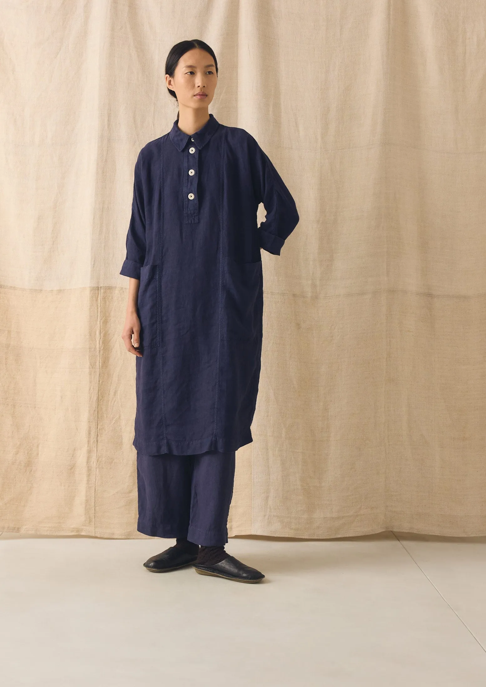 Garment Dyed Linen Tunic Dress | Blueberry sold by TOAST product image thumbnail 2