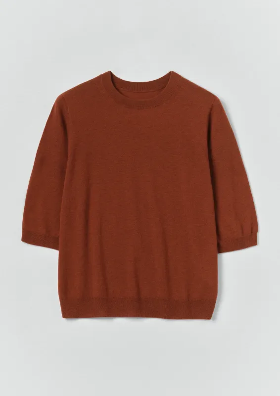 Wool Cashmere Half Sleeve Sweater | Russet sold by TOAST