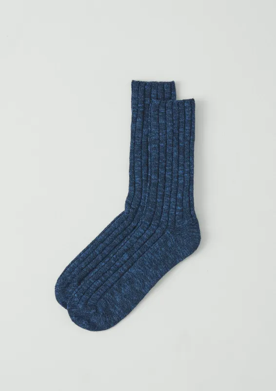 Cotton Slub Rib Socks | Blue Marl sold by TOAST