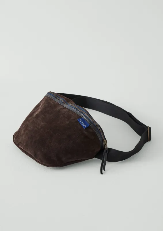 Bleu De Chauffe Large Suede Cross Body Bag | Dark Brown sold by TOAST