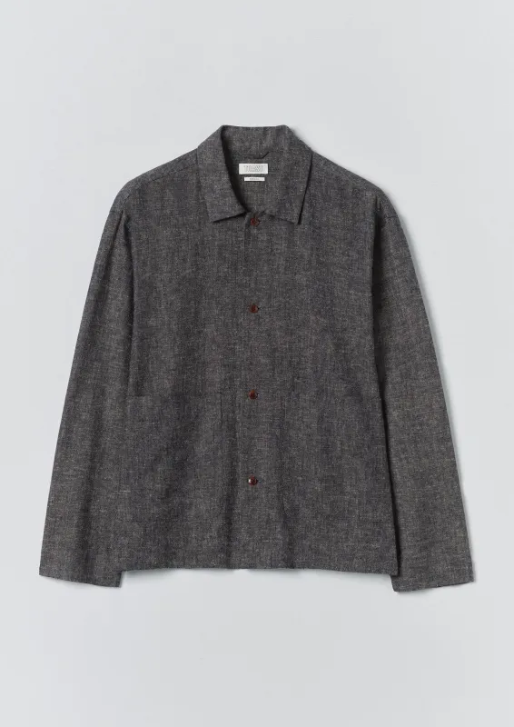 Relaxed Linen Cotton Shirt | Navy/Ecru sold by TOAST