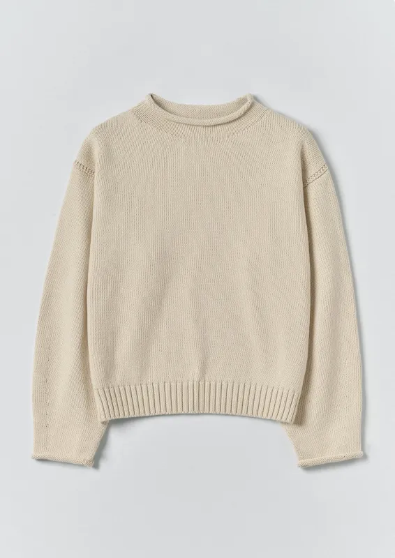 Cotton High Neck Sweater | Putty sold by TOAST