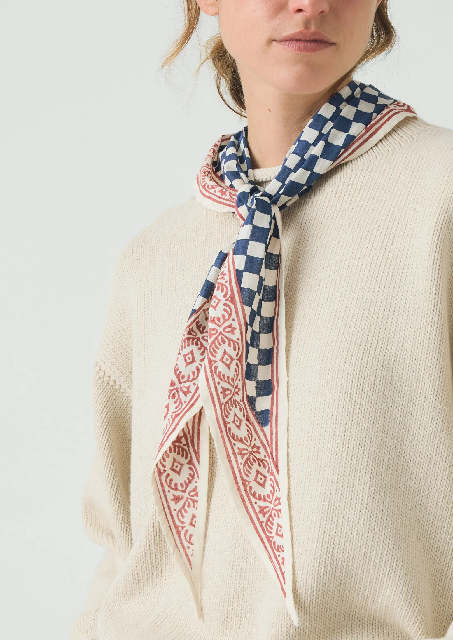 Block Print Cook Check Bandana | Provencal Blue sold by TOAST product image thumbnail 2