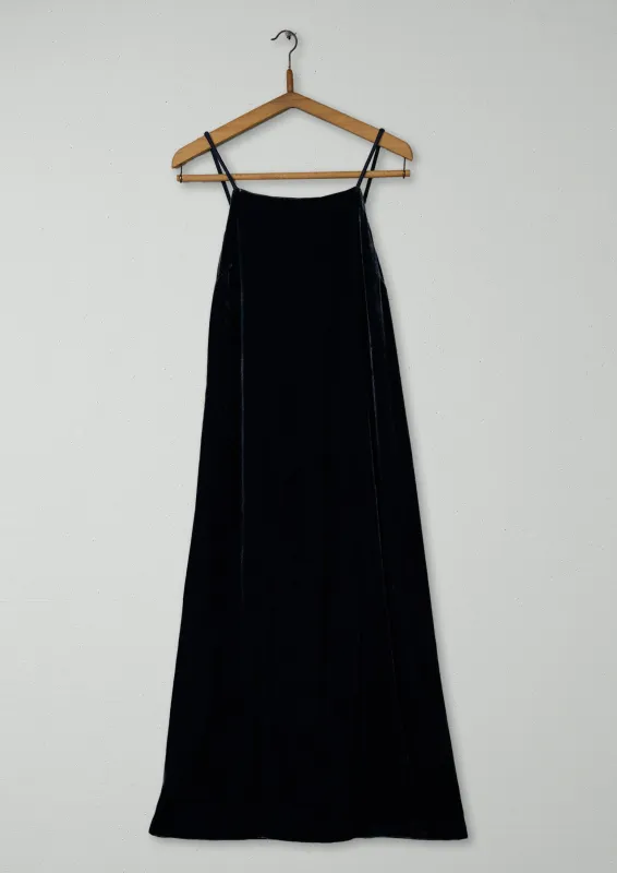 Reworn Square Neck Silk Velvet Dress Size 6 (1453) | Obsidian sold by TOAST