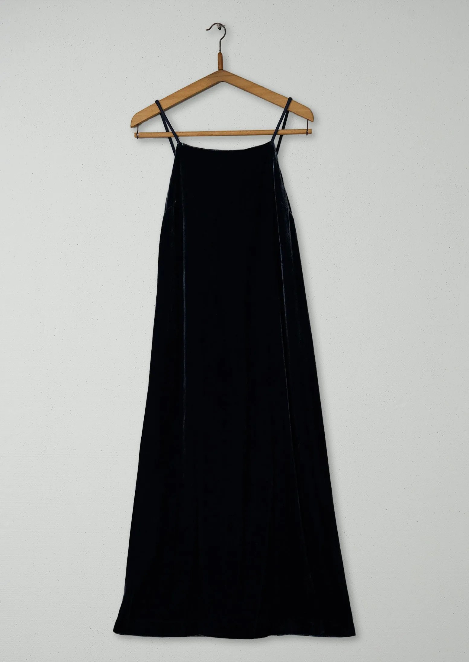 Reworn Square Neck Silk Velvet Dress Size 6 (1453) | Obsidian sold by TOAST
