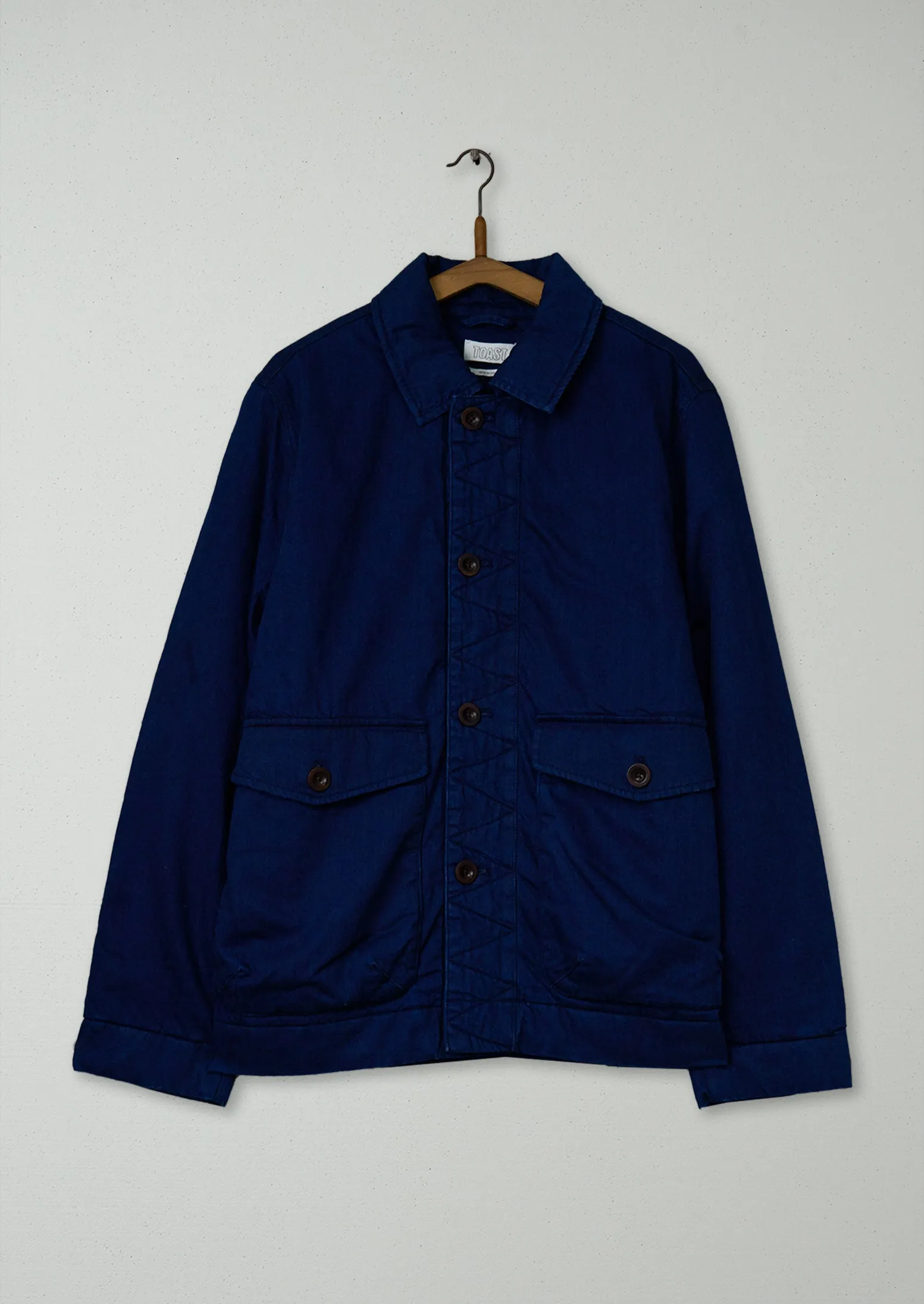 Reworn Mens Cotton Quilted Jacket Size M (031) | Indigo sold by TOAST