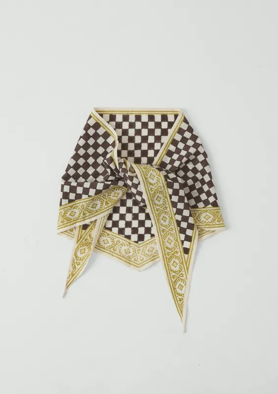 Block Print Cook Check Bandana | Dark Chocolate sold by TOAST