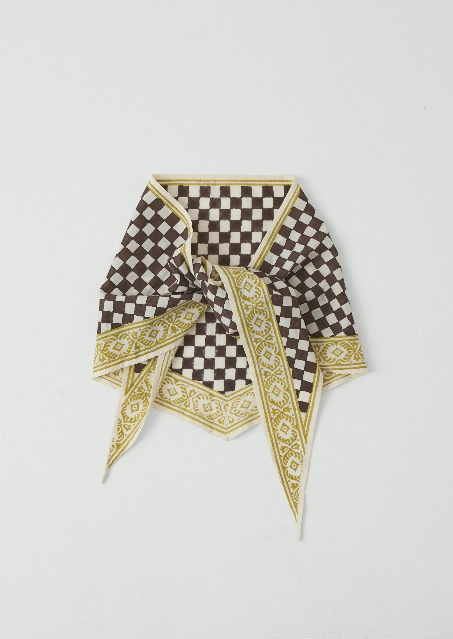 Block Print Cook Check Bandana | Dark Chocolate sold by TOAST