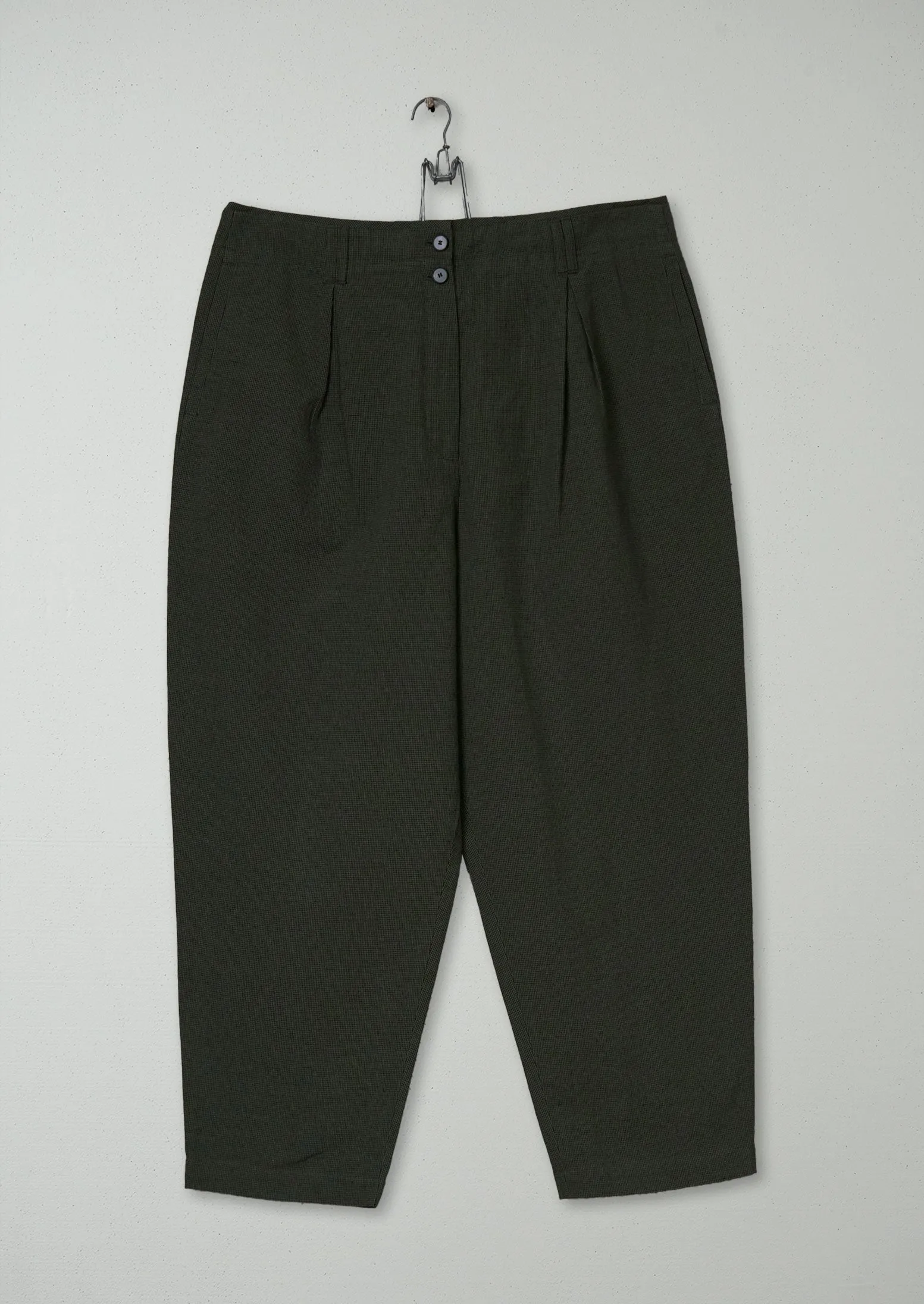 Reworn Cotton Linen Dogtooth Trousers Size 16 (1025) | Multi sold by TOAST