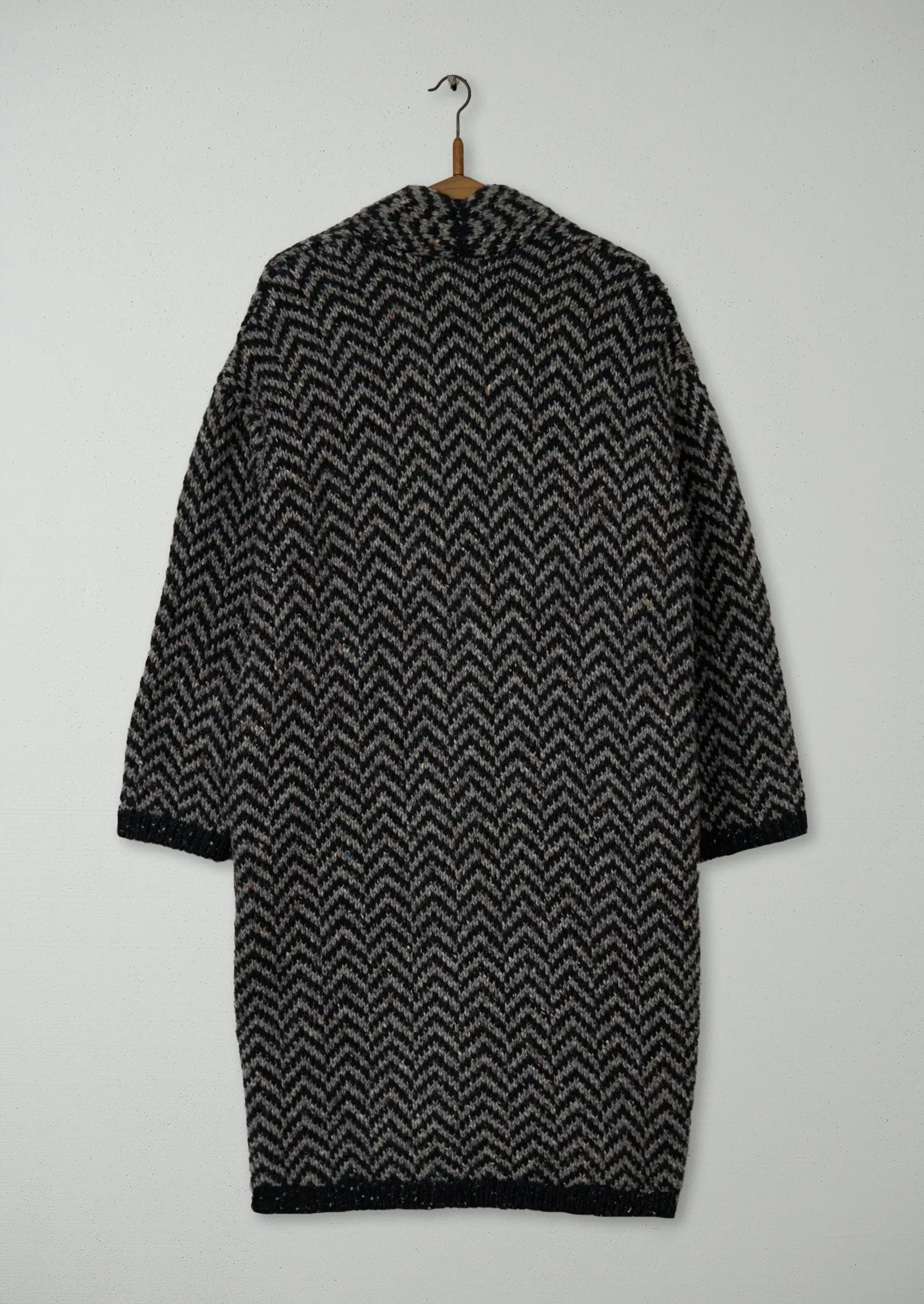Reworn Herringbone Wool Knit Coat Size S (127) | Multi sold by TOAST product image thumbnail 2