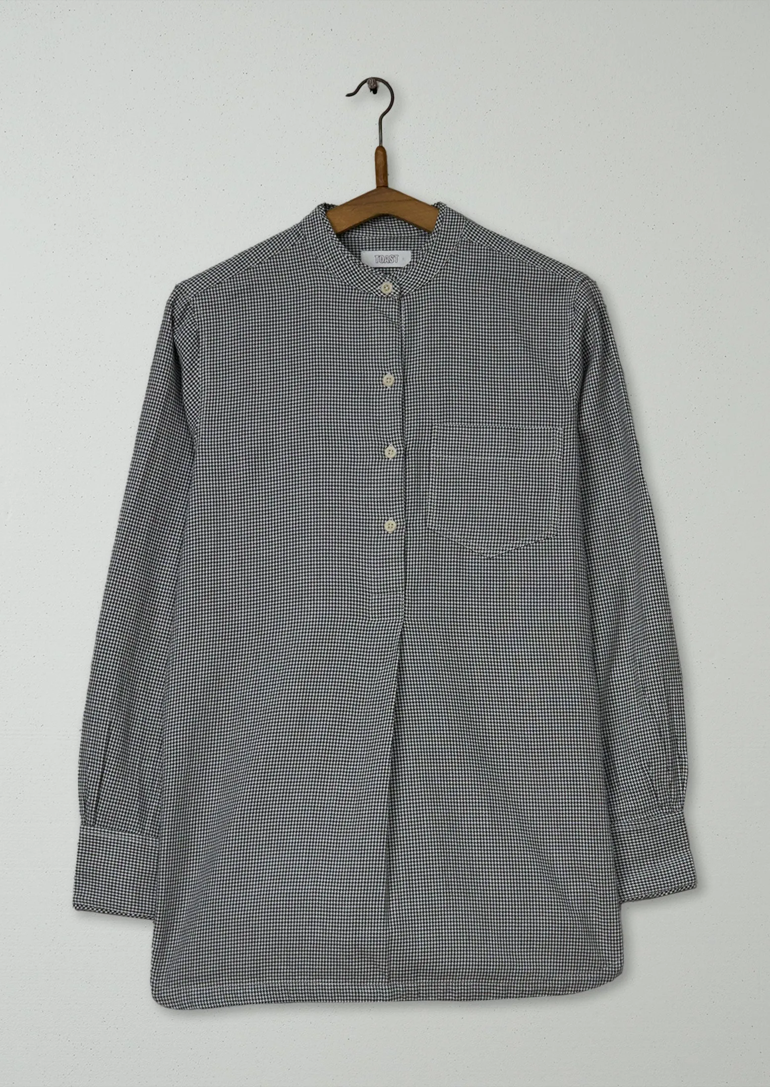 Reworn Dogtooth Cotton Shirt Size 6 (838) | Light Grey sold by TOAST
