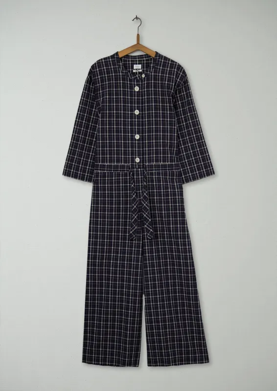 Reworn Check Cotton Jumpsuit Size S (1005) | Multi made by TOAST