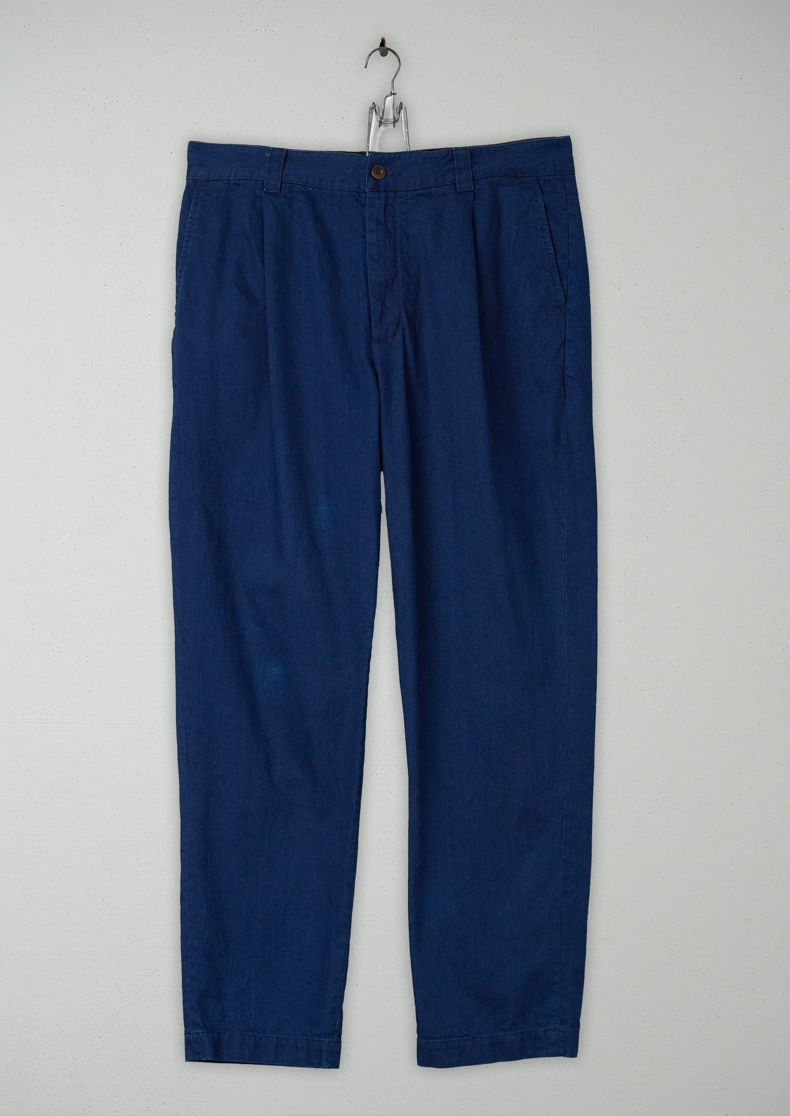Reworn Mens Pleat Trousers Size S (051) | Indigo sold by TOAST