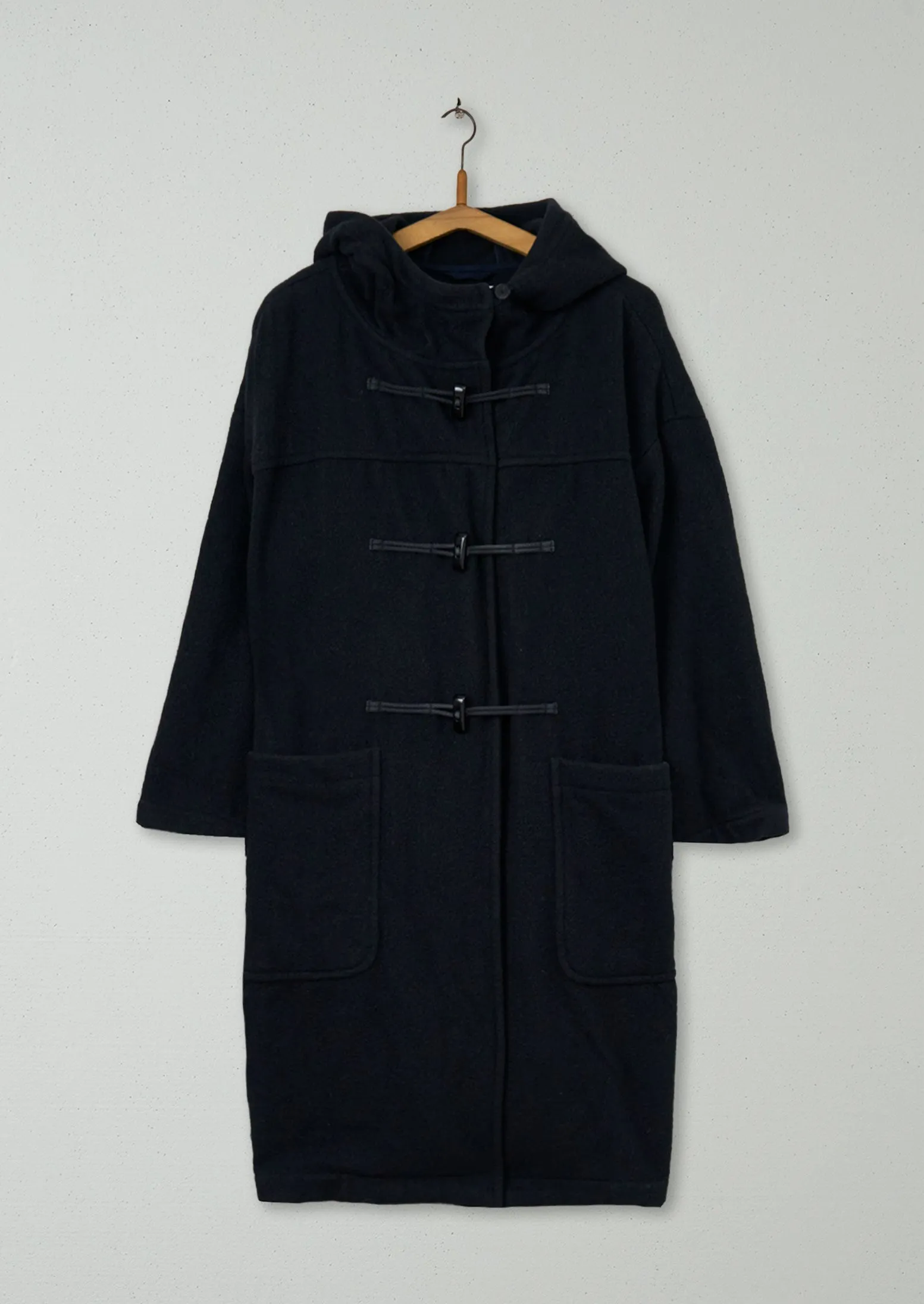 Reworn Boiled Wool Duffle Coat Size 14 (105) | Navy sold by TOAST