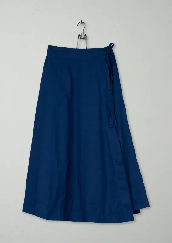 Reworn Poplin Wrap Skirt Size 6 (266) | Mid Blue sold by TOAST