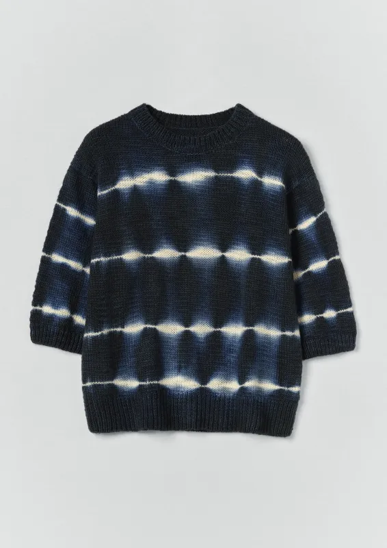 Hand Framed Shibori Knitted Top | Ink Blue sold by TOAST