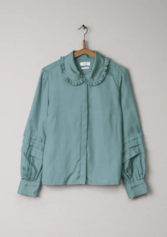 Reworn Ruffle Collar Shirt Size 8 (854) | Arctic Blue sold by TOAST