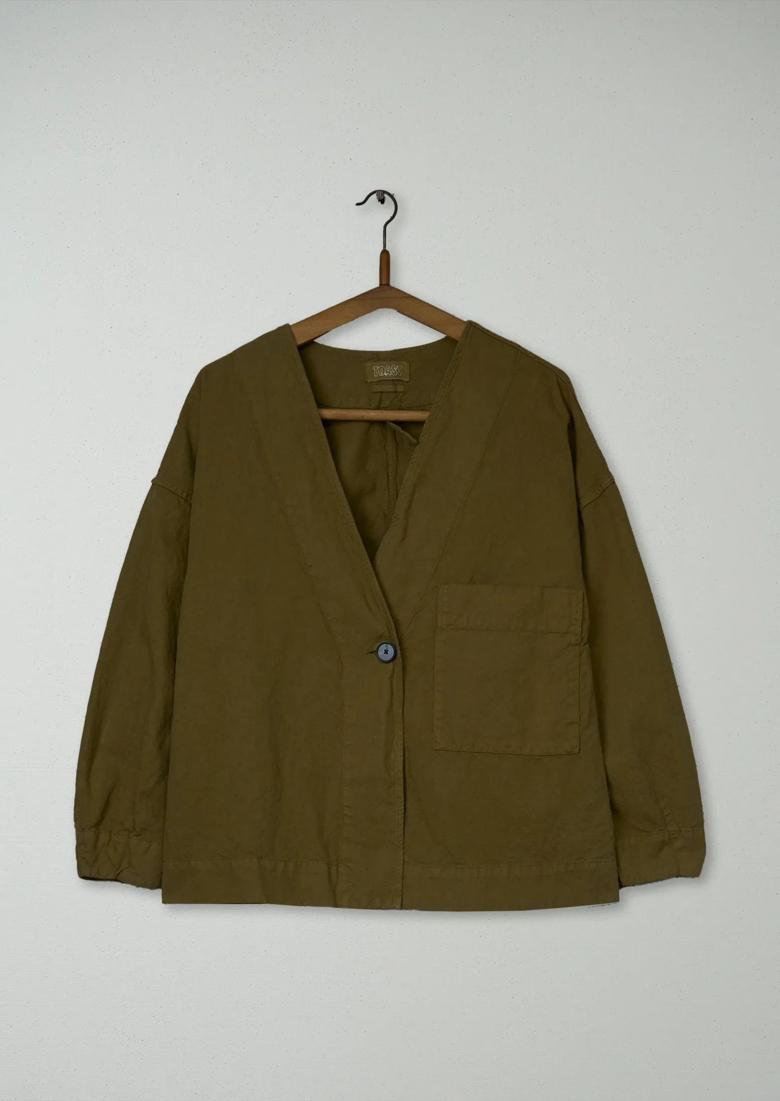 Reworn Cotton Linen Wrap Jacket Size S (204) | Golden Sand sold by TOAST