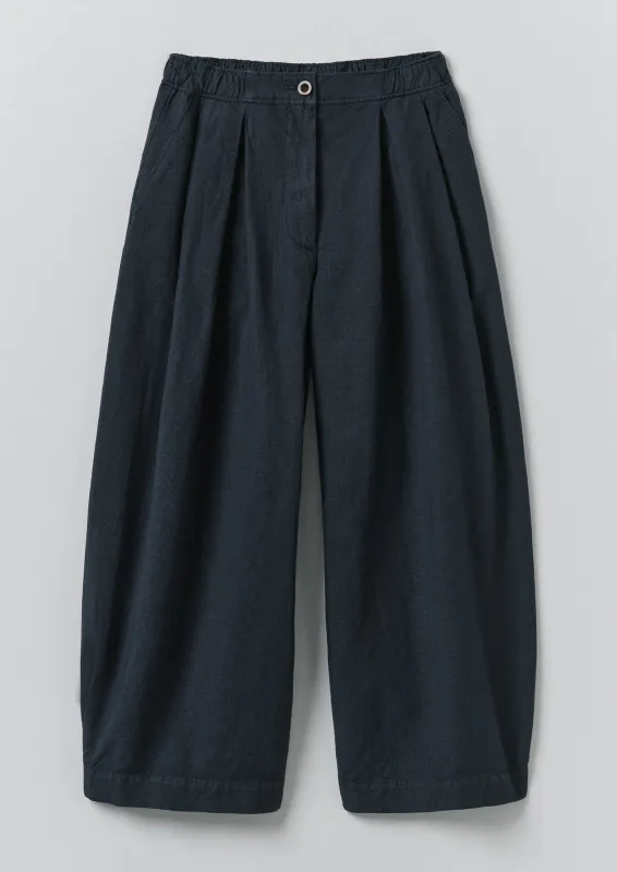 Micro Houndstooth Wide Leg Trousers | Steel Blue sold by TOAST