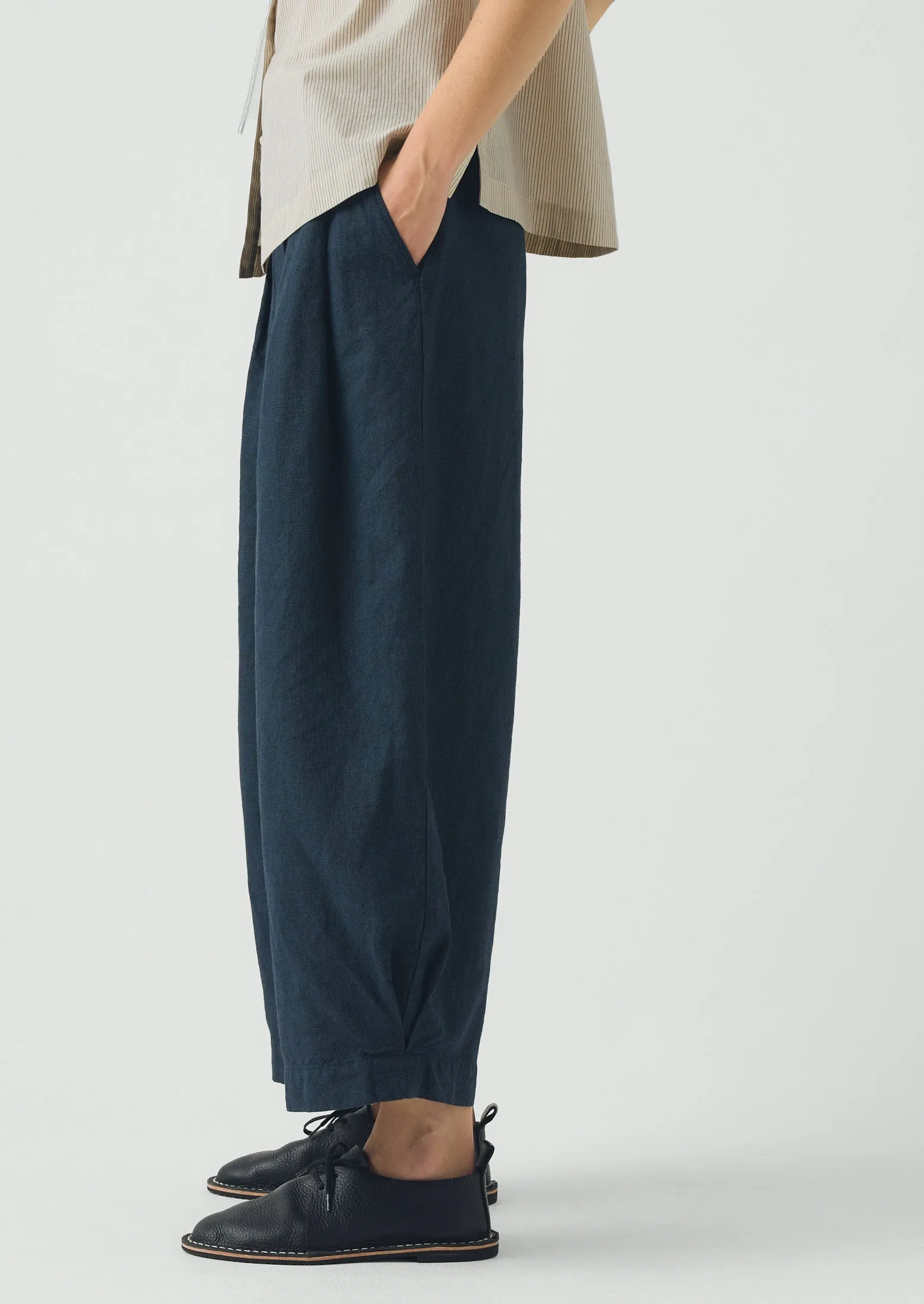 Micro Houndstooth Wide Leg Trousers | Steel Blue sold by TOAST product image thumbnail 3