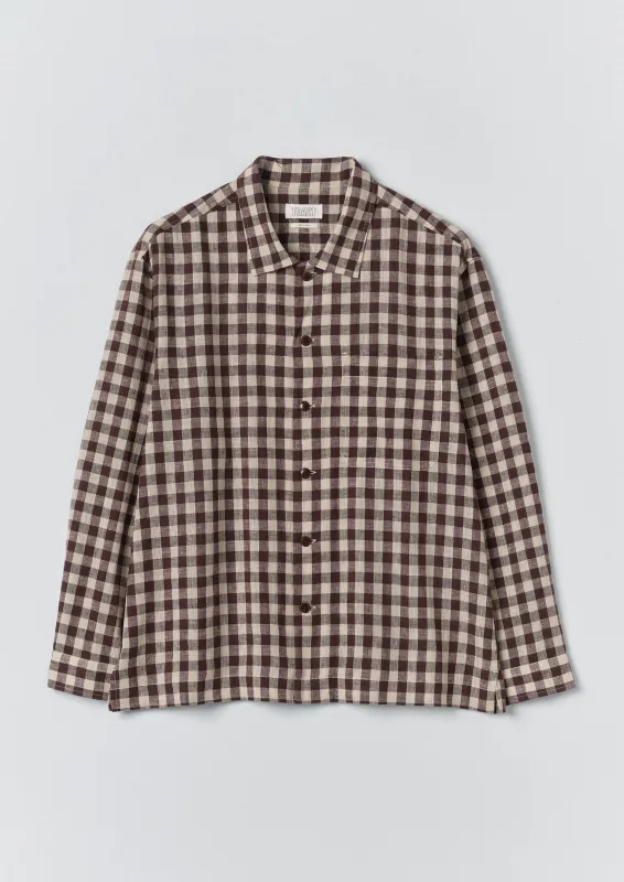 Gingham Cotton Linen Shirt | Dark Chocolate/Ecru sold by TOAST