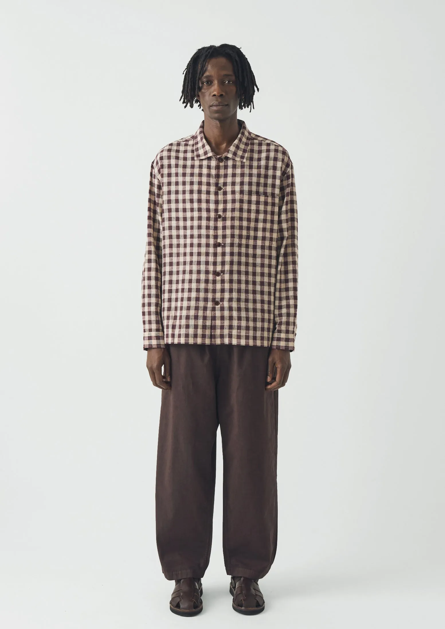 Gingham Cotton Linen Shirt | Dark Chocolate/Ecru sold by TOAST product image thumbnail 3