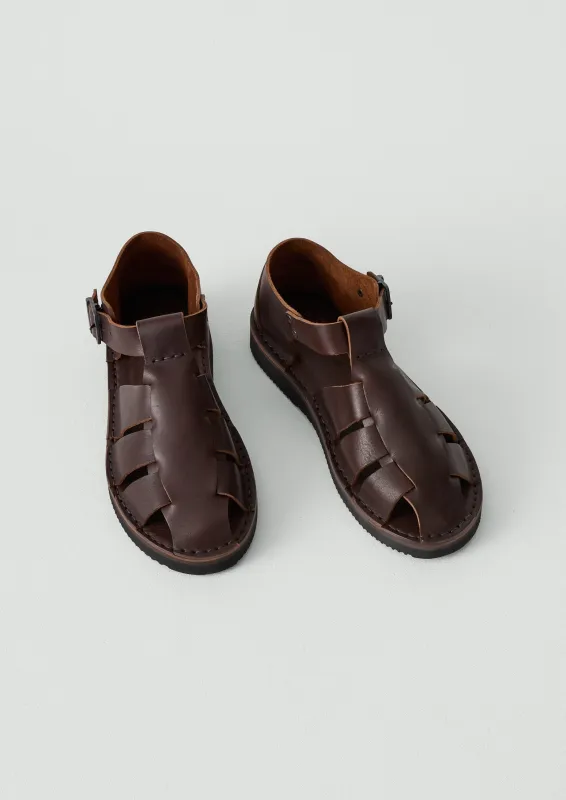Fracap Fred Buckle Sandals | Dark Brown sold by TOAST