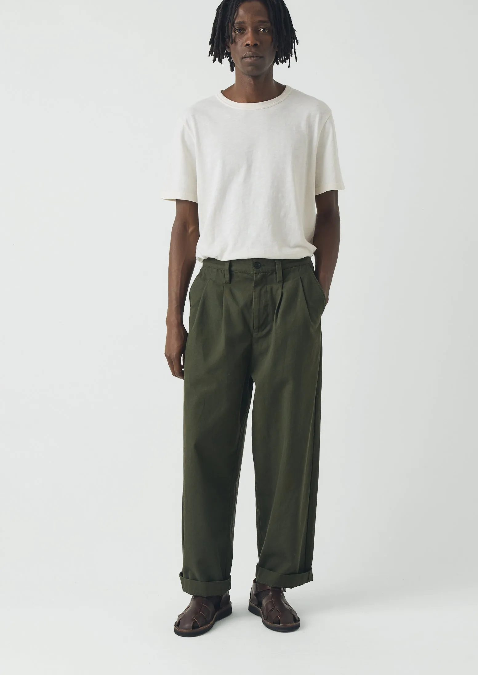 Bill Cotton Canvas Wide Leg Trousers | Kale sold by TOAST product image thumbnail 2