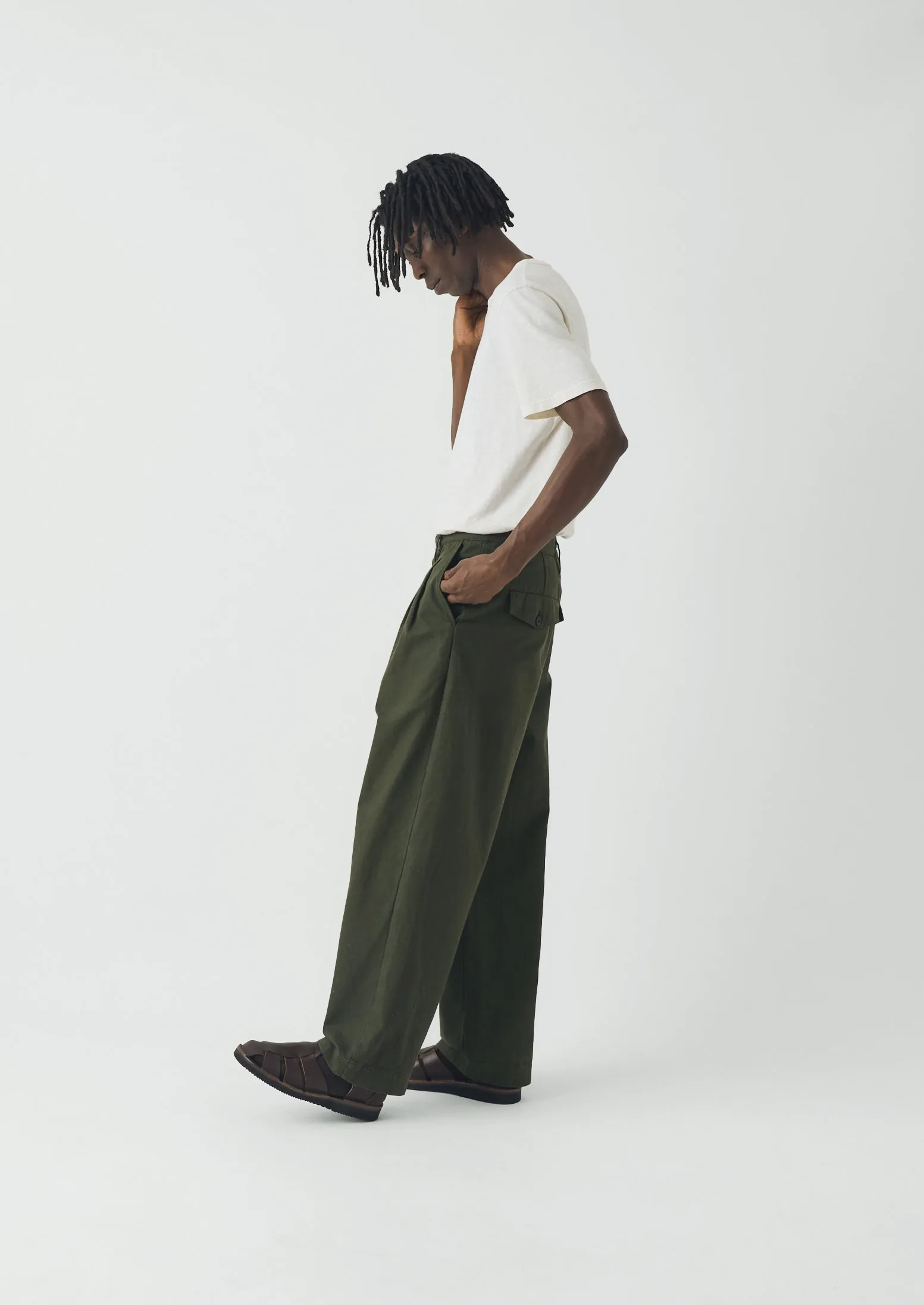 Bill Cotton Canvas Wide Leg Trousers | Kale sold by TOAST product image thumbnail 3