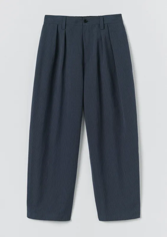 Caspar Stripe Pleat Trousers | Navy/Fawn made by TOAST
