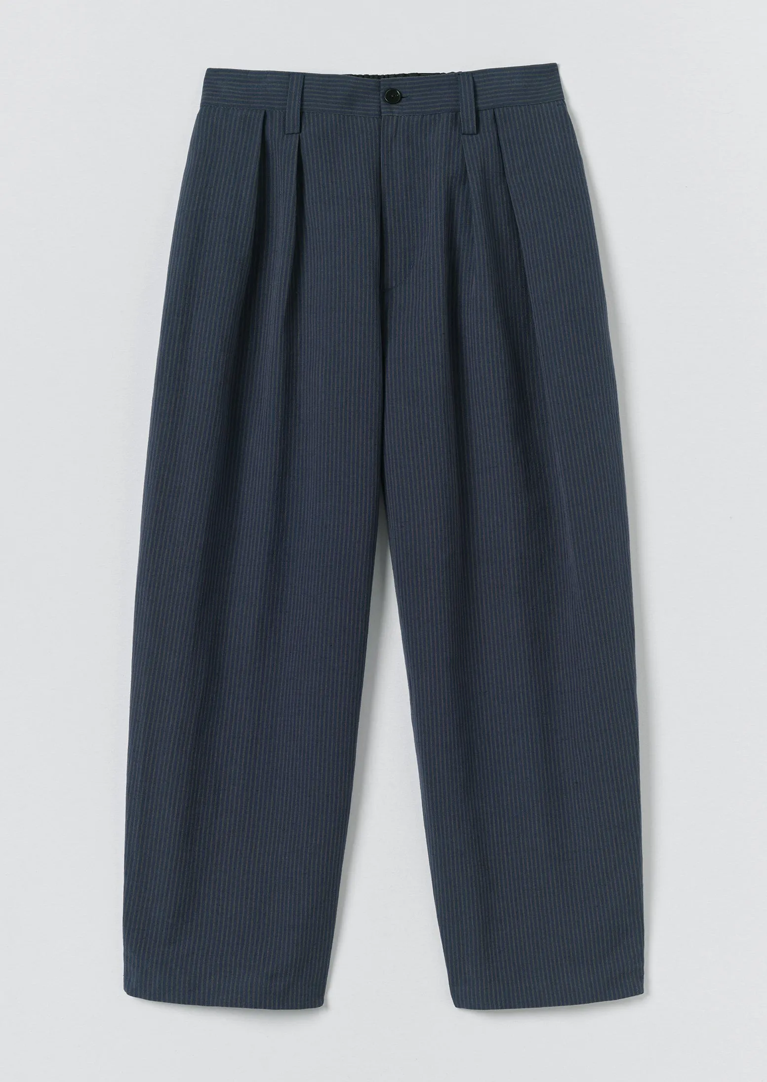 Caspar Stripe Pleat Trousers | Navy/Fawn sold by TOAST